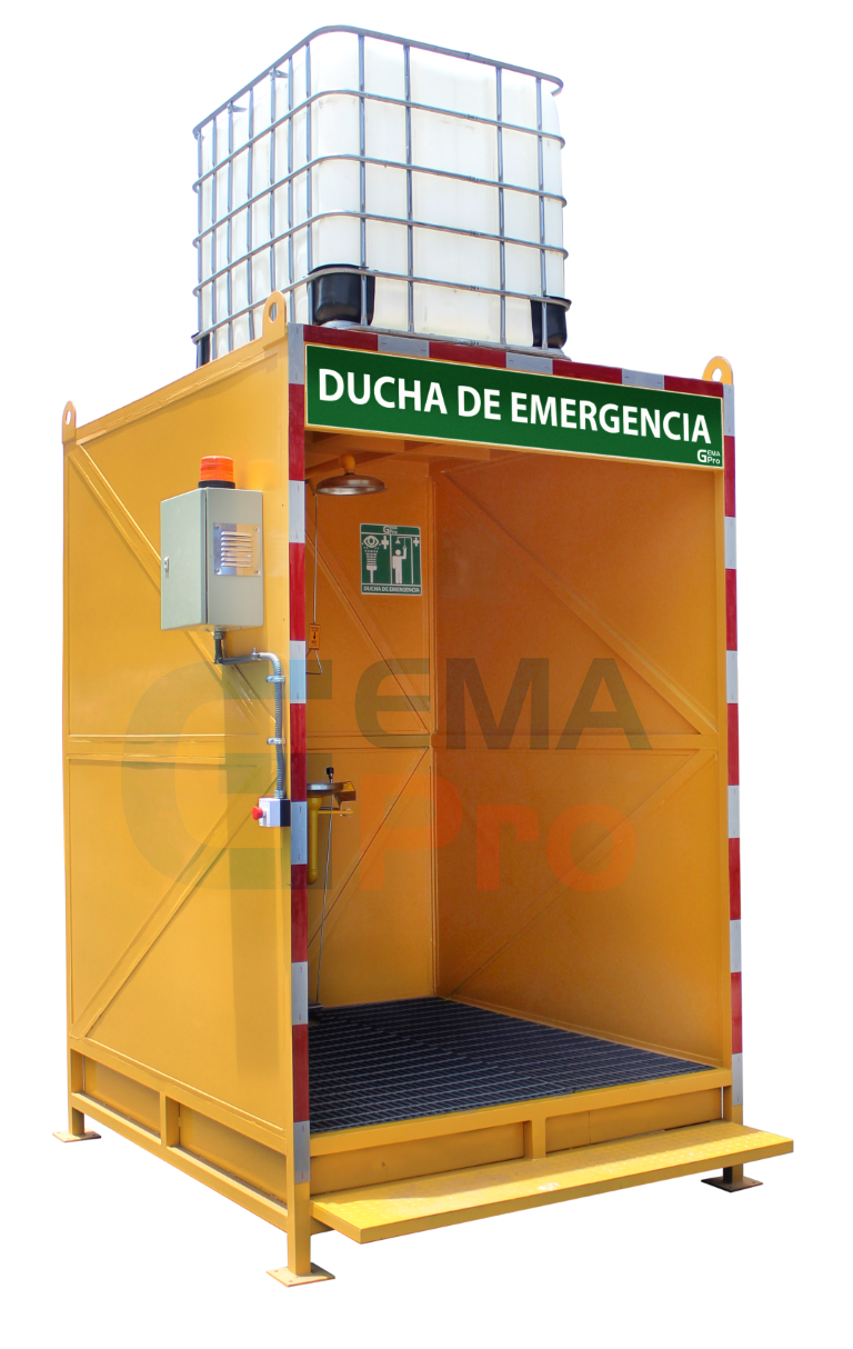 Consciente Soldado Imperial Ducha de Emergencia con Cabina - % Bodega de Residuos Peligrosos y Bodega  de Sustancias Peligrosas Gemapro